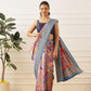 Women's Soft Tusser Silk Digital Printed Kalamkari Saree With Viscous Jacquard Border
