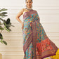 Women's Soft Tusser Silk Digital Printed Kalamkari Saree With Viscous Jacquard Border