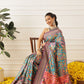 Women's Soft Tusser Silk Digital Printed Kalamkari Saree With Viscous Jacquard Border