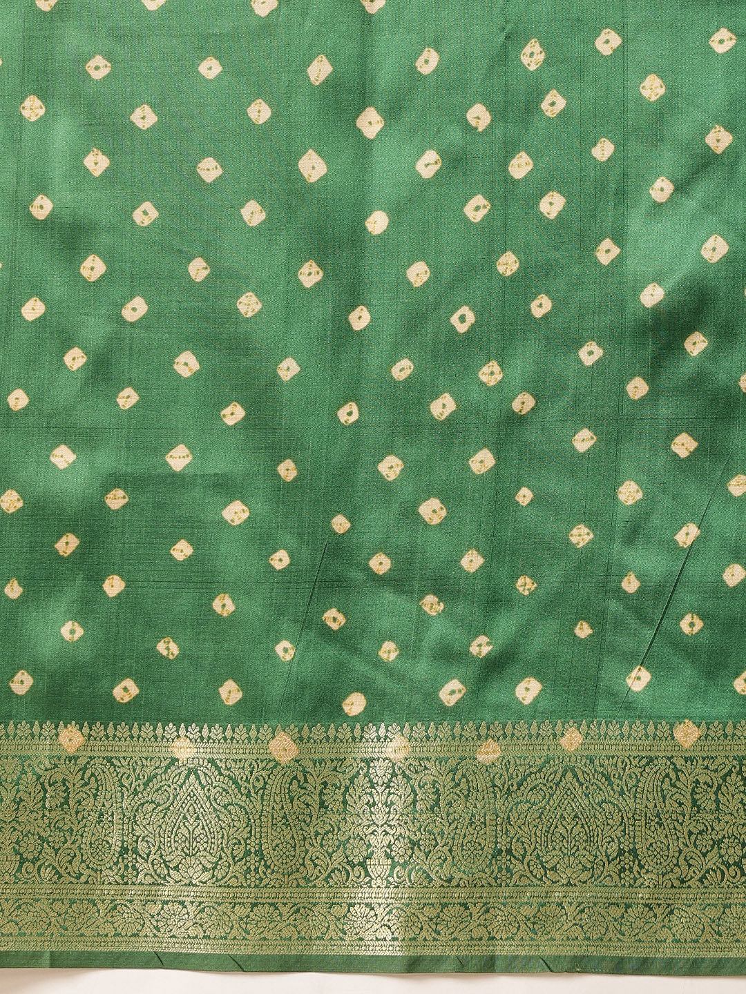 Soft Silk Bandhani Printed Saree With Zari Border & Tassels