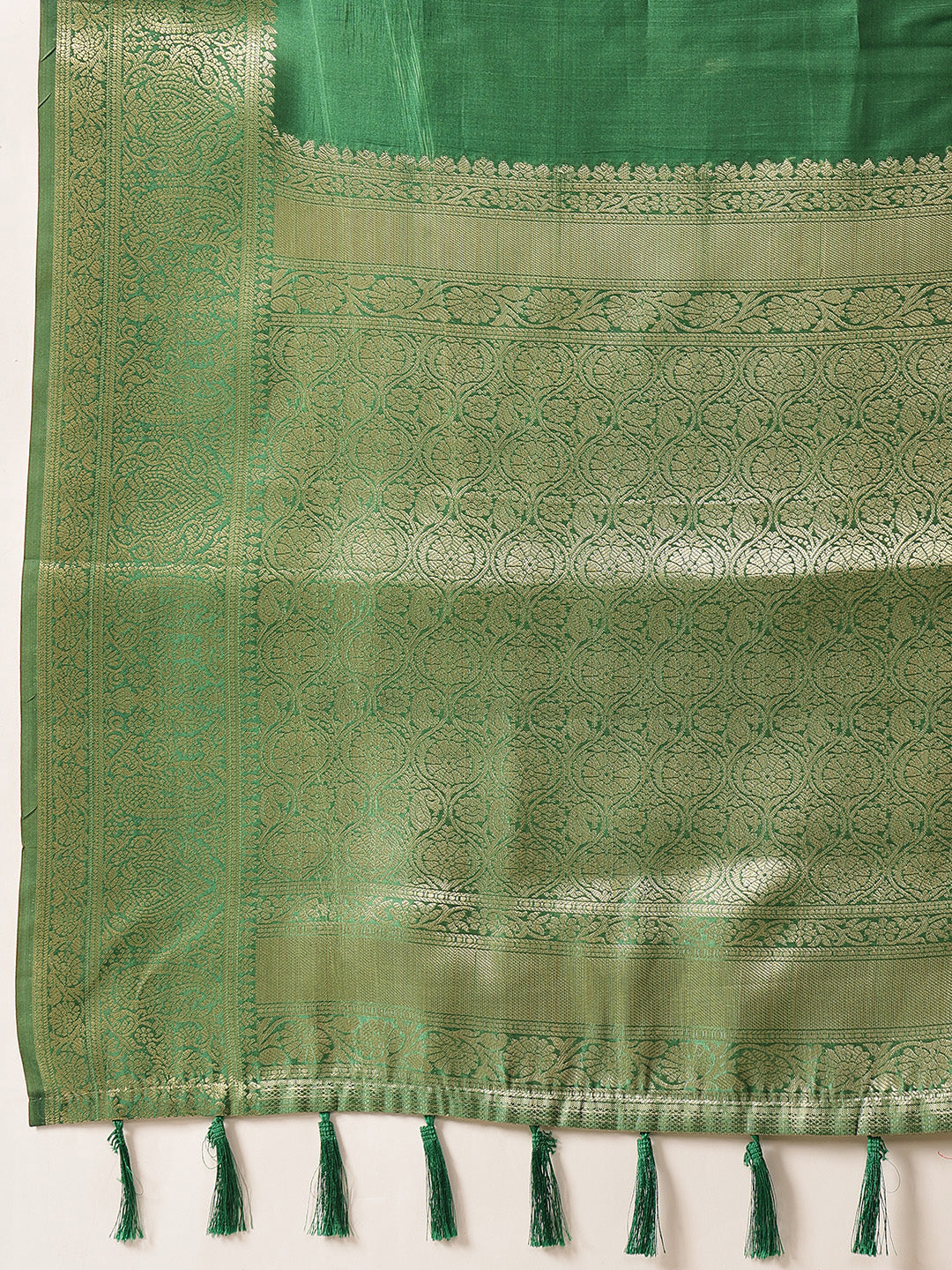 Soft Silk Bandhani Printed Saree With Zari Border & Tassels