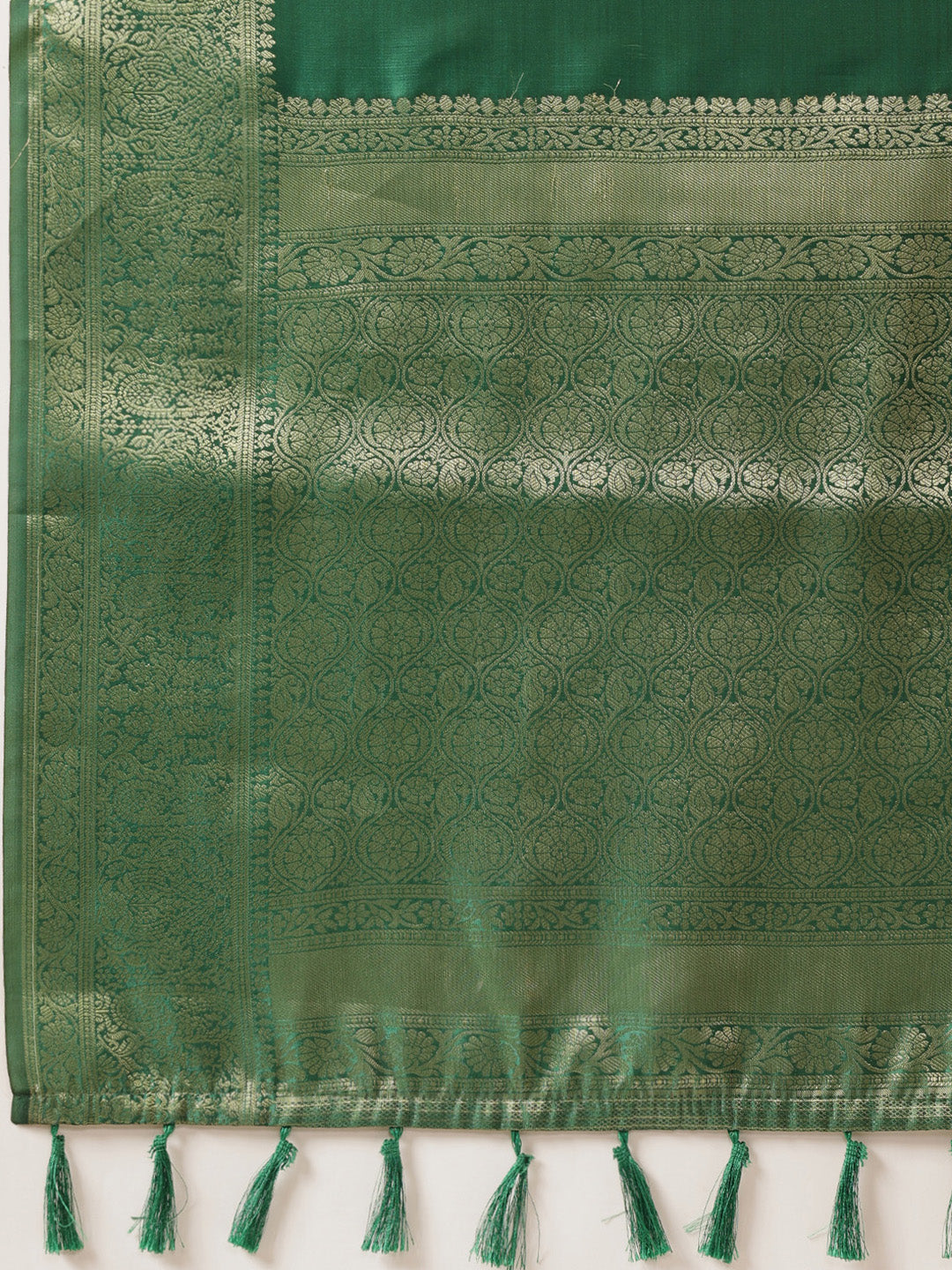 Digital Printed Soft Silk Saree With Zari Border & Tassels