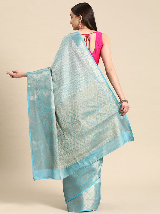 Tissue Silk Zari Woven Digital Printed Saree