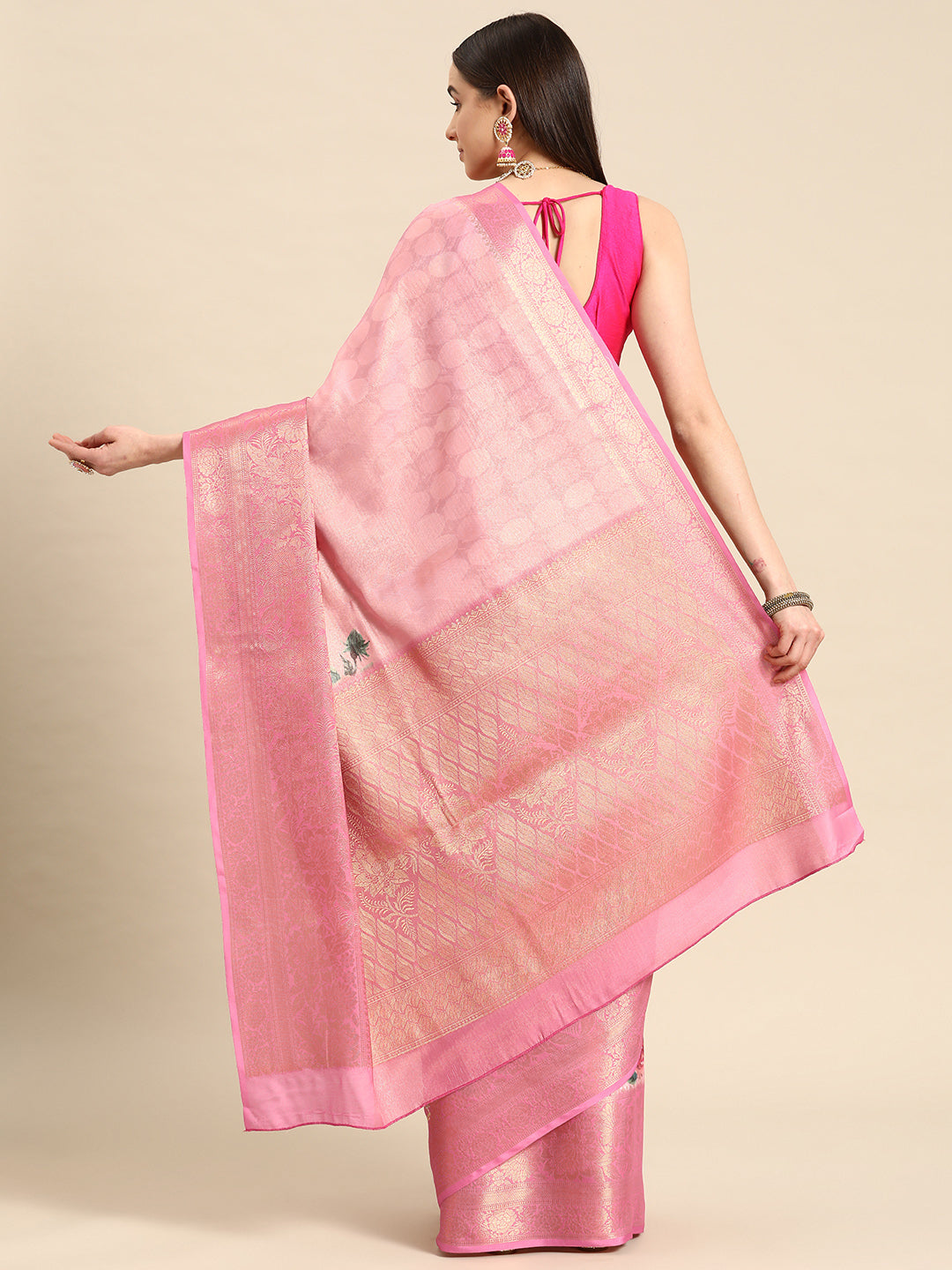 Tissue Silk Zari Woven Digital Printed Saree