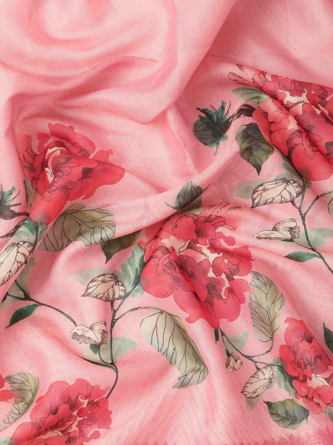 Tissue Silk Zari Woven Digital Printed Saree