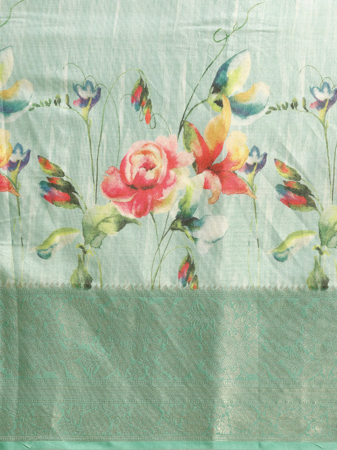 Tissue Silk Zari Woven Digital Printed Saree