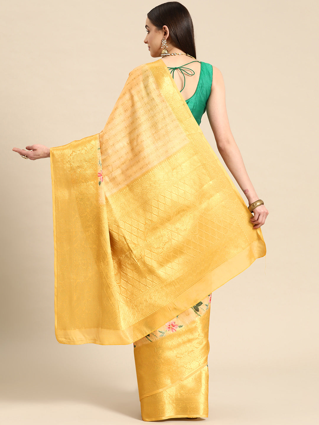 Tissue Silk Zari Woven Digital Printed Saree