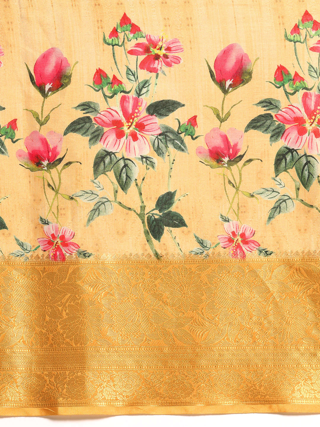 Tissue Silk Zari Woven Digital Printed Saree