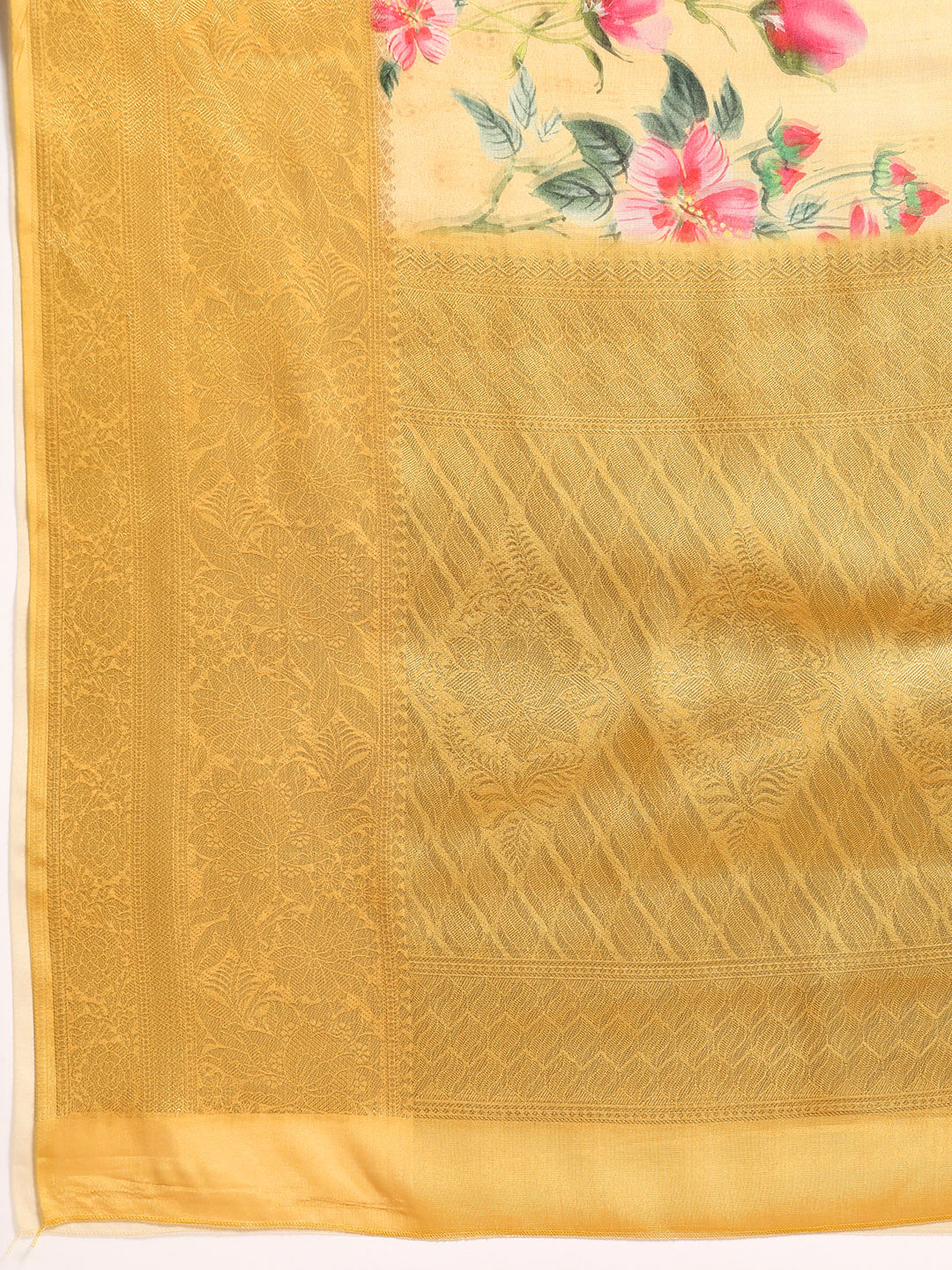 Tissue Silk Zari Woven Digital Printed Saree