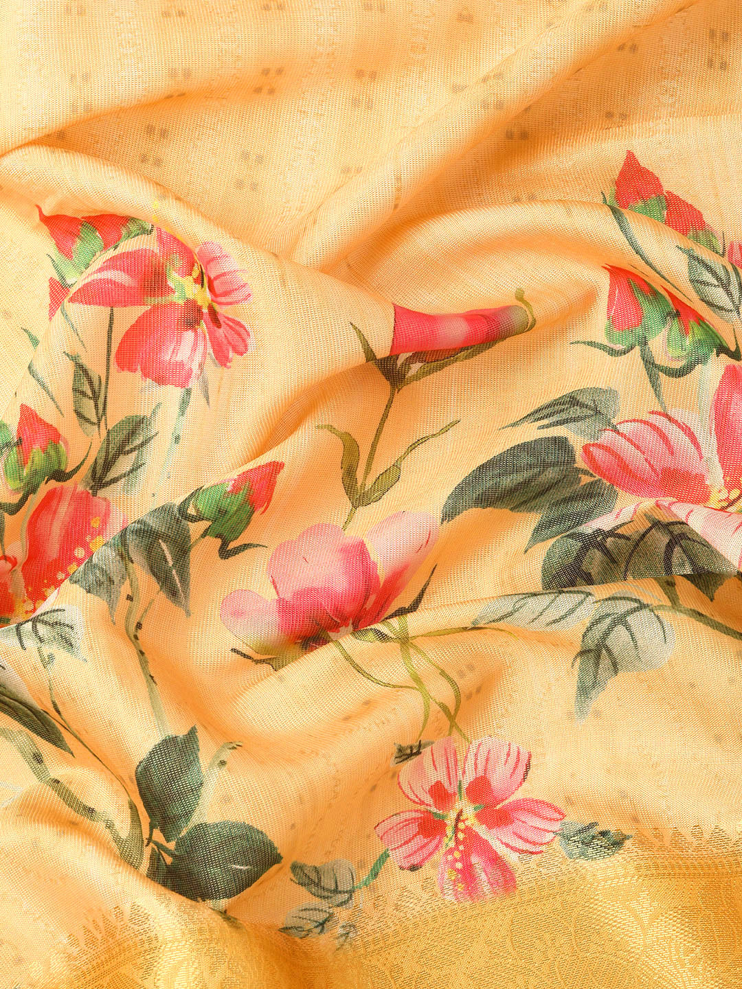Tissue Silk Zari Woven Digital Printed Saree