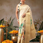 Tussar Silk Pichwai Printed Saree Woven Pallu With Brocade Blouse