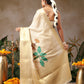Tussar Silk Pichwai Printed Saree Woven Pallu With Brocade Blouse