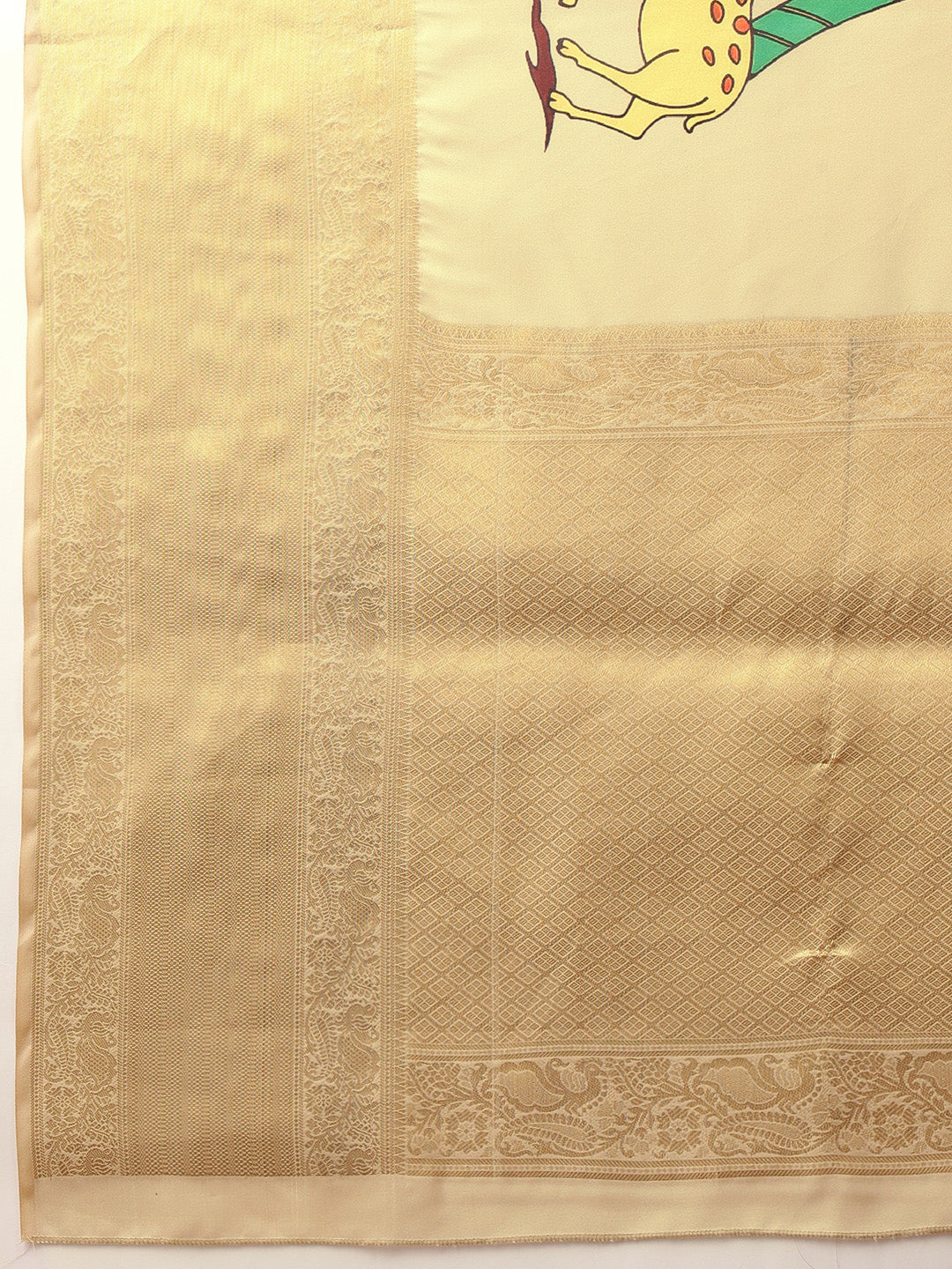 Tussar Silk Pichwai Printed Saree Woven Pallu With Brocade Blouse