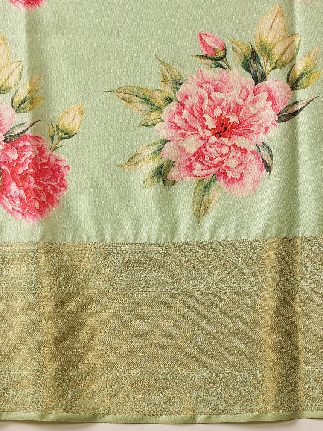 Tussar Silk Pichwai Printed Saree Woven Pallu With Brocade Blouse
