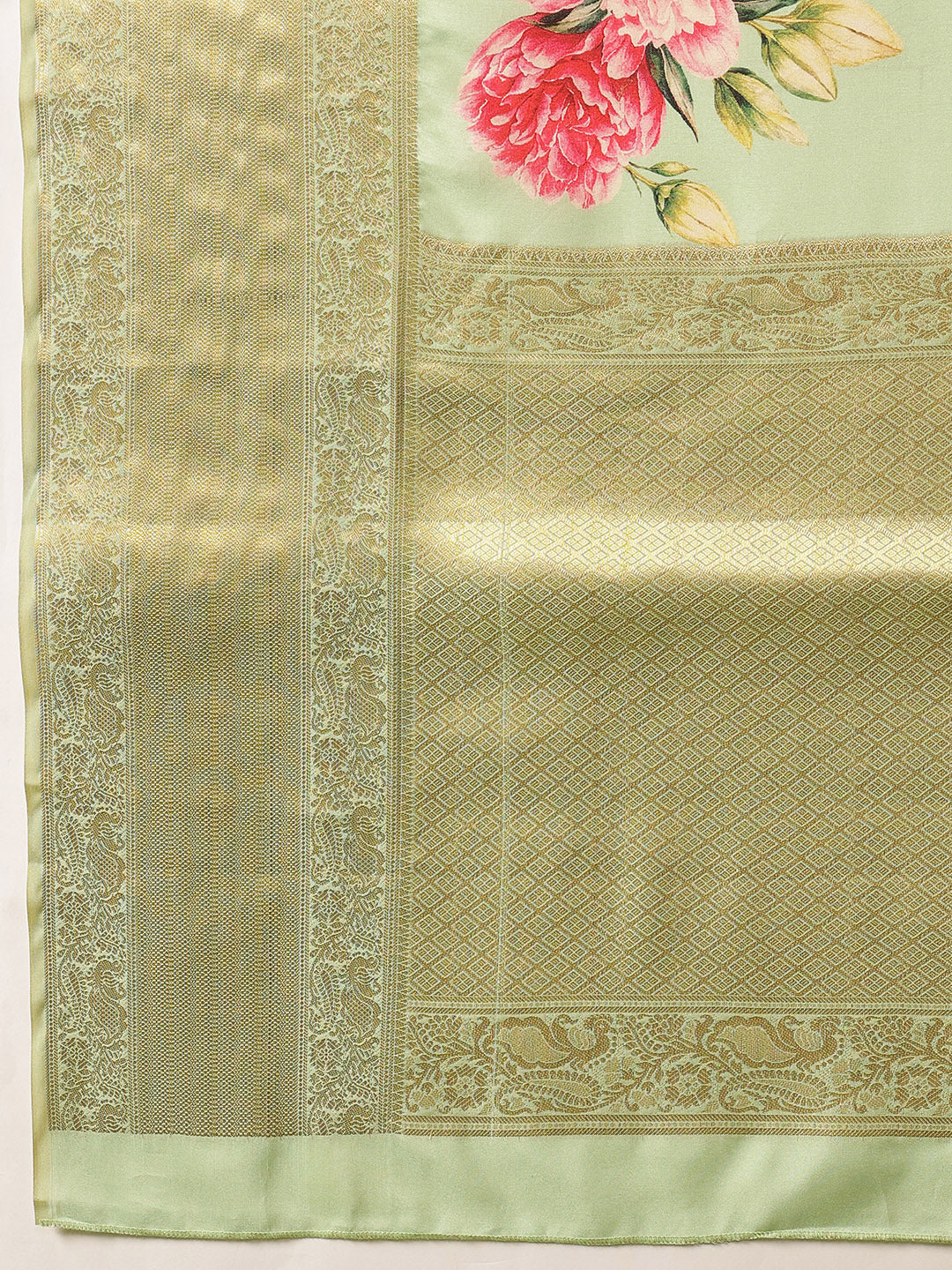 Tussar Silk Pichwai Printed Saree Woven Pallu With Brocade Blouse