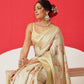 Tussar Silk Pichwai Printed Saree Woven Pallu With Brocade Blouse