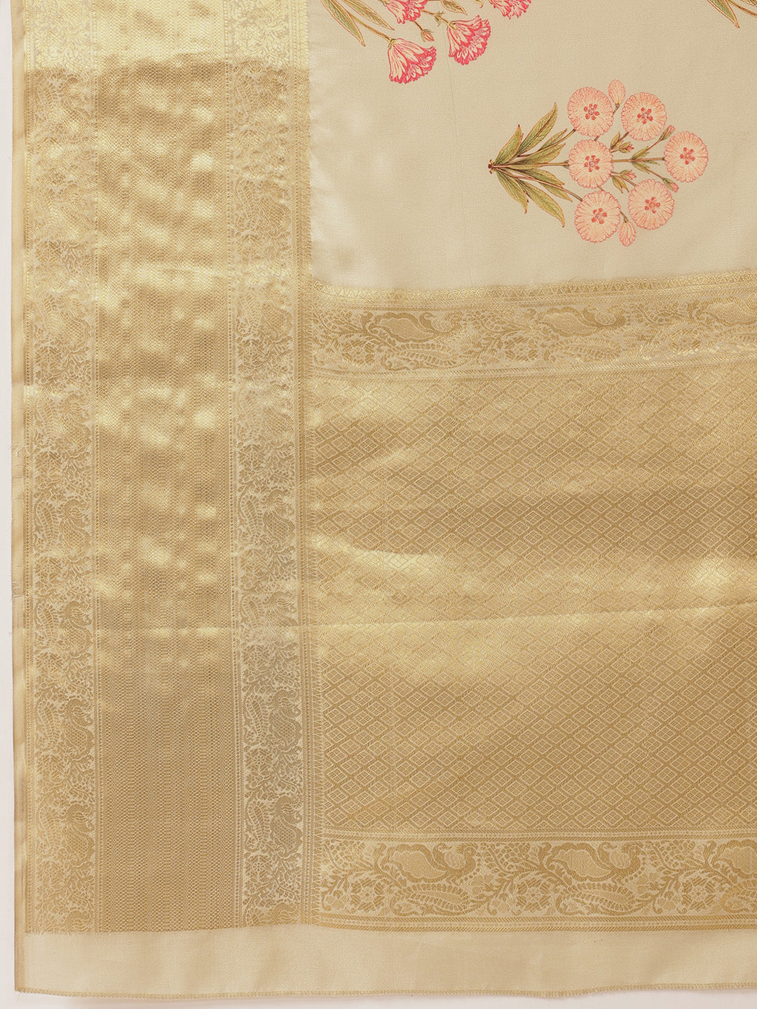 Tussar Silk Pichwai Printed Saree Woven Pallu With Brocade Blouse