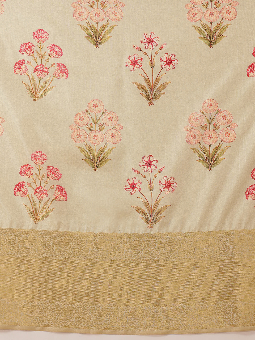 Tussar Silk Pichwai Printed Saree Woven Pallu With Brocade Blouse
