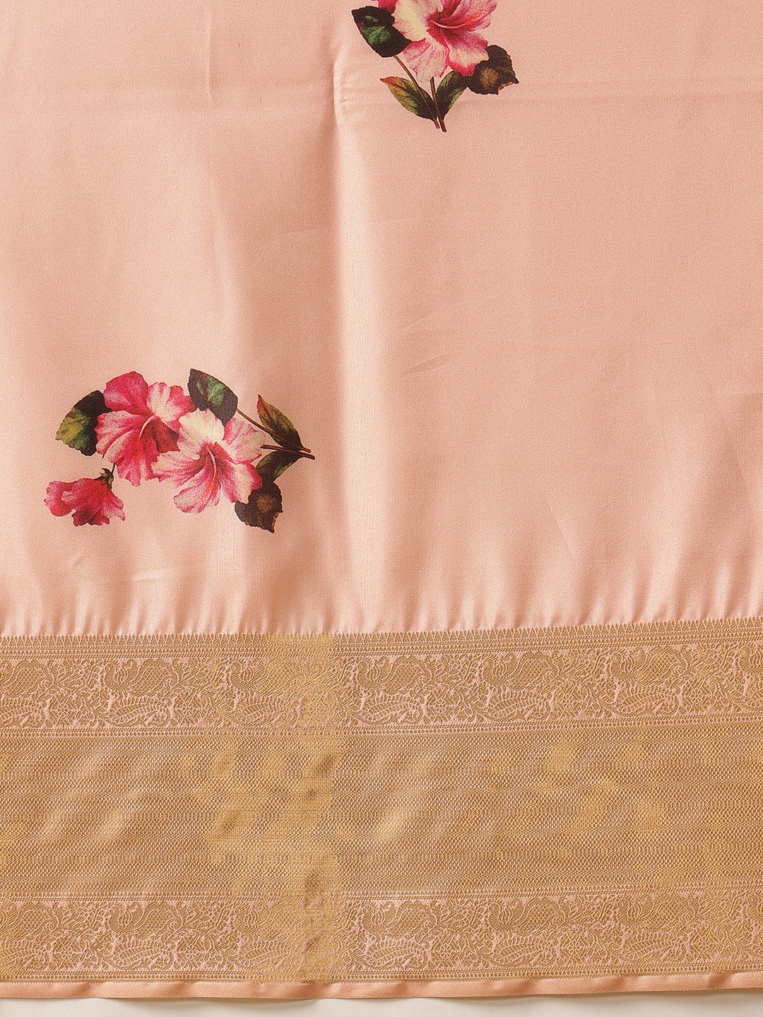 Tussar Silk Pichwai Printed Saree Woven Pallu With Brocade Blouse