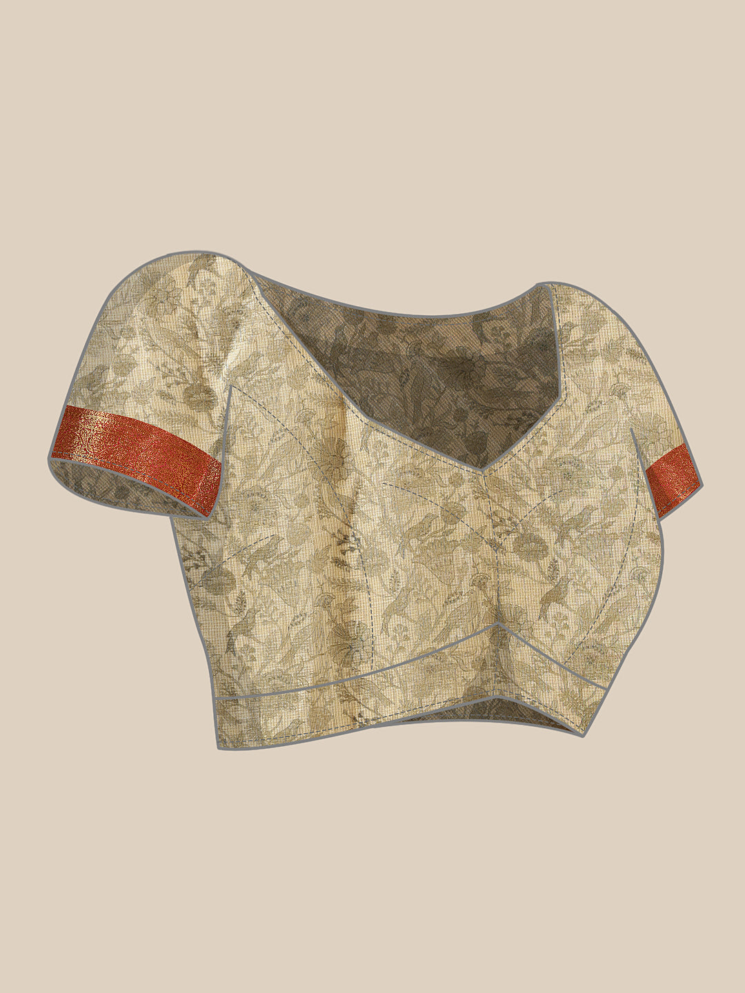 Animal & Floral Digital Printed Muga Silk Saree