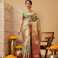 Animal & Floral Digital Printed Muga Silk Saree