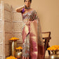 Animal & Floral Digital Printed Muga Silk Saree