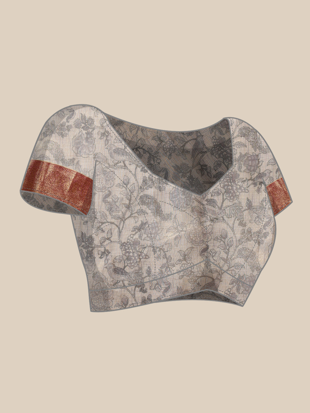 Animal & Floral Digital Printed Muga Silk Saree