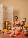 Animal & Floral Digital Printed Muga Silk Saree