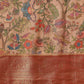 Animal & Floral Digital Printed Muga Silk Saree