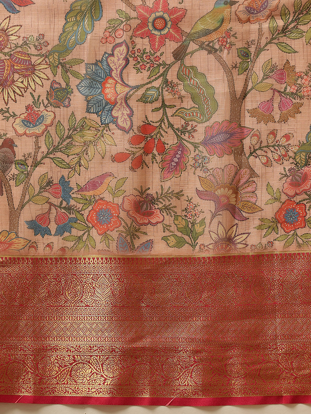 Animal & Floral Digital Printed Muga Silk Saree