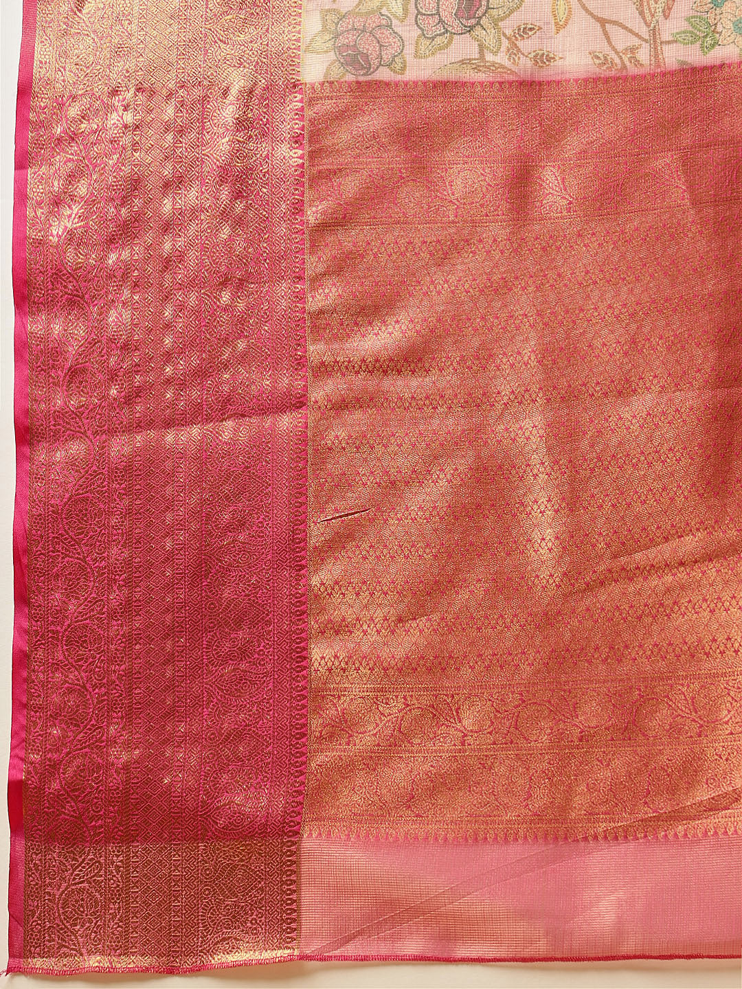 Animal & Floral Digital Printed Muga Silk Saree