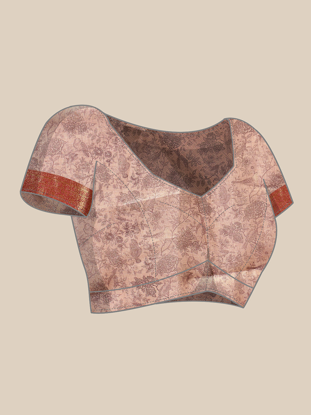 Animal & Floral Digital Printed Muga Silk Saree