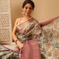 Animal & Floral Digital Printed Muga Silk Saree