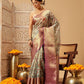 Animal & Floral Digital Printed Muga Silk Saree