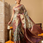 Animal & Floral Digital Printed Muga Silk Saree