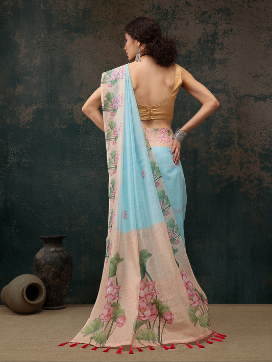 Kalamkari Cotton Blend Printed Saree