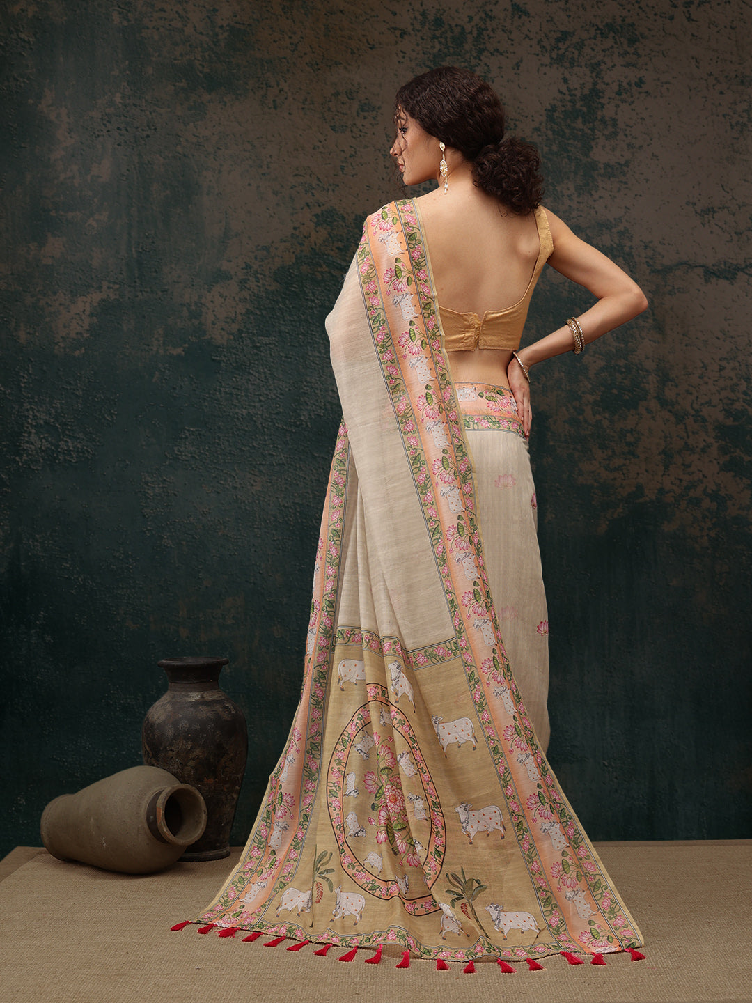 Kalamkari Cotton Blend Printed Saree