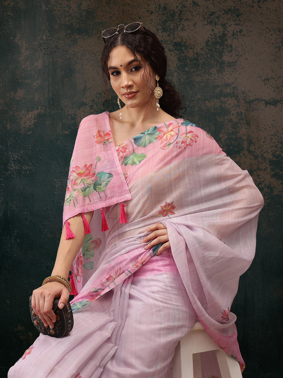 Kalamkari Cotton Blend Printed Saree