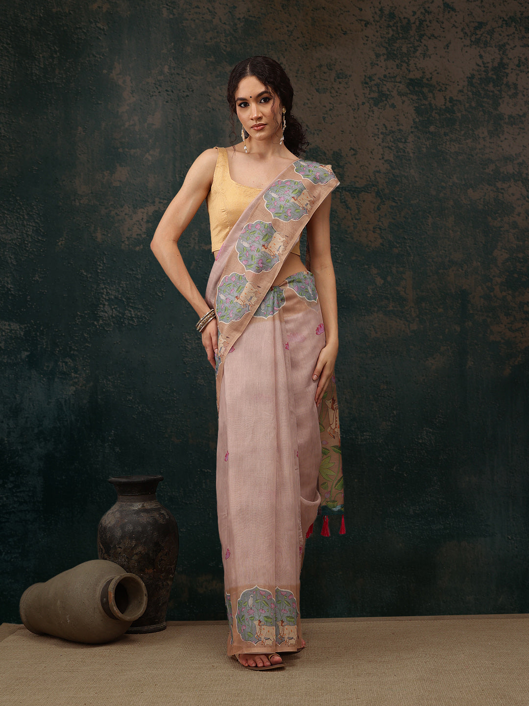 Kalamkari Cotton Blend Printed Saree