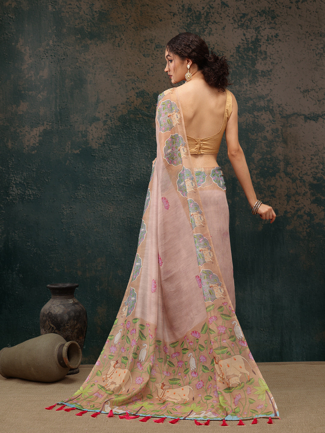 Kalamkari Cotton Blend Printed Saree