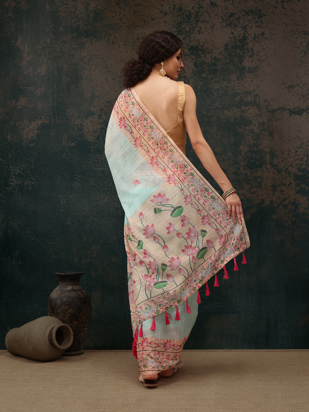 Kalamkari Cotton Blend Printed Saree