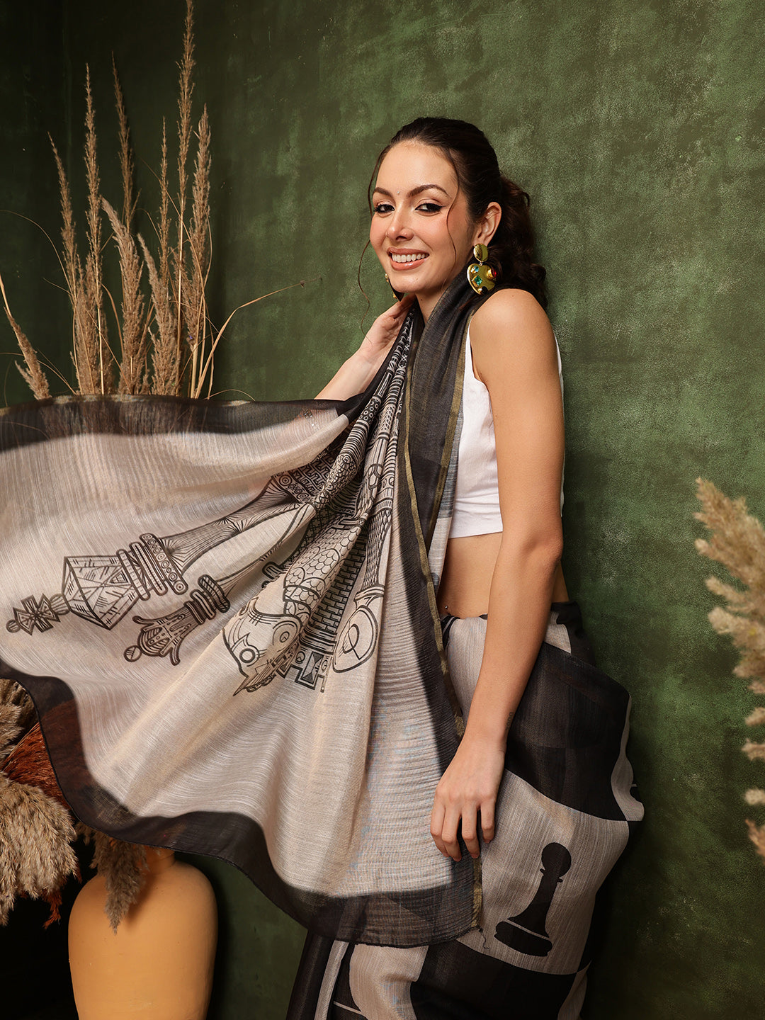 Women's Digital Printed Chanderi Saree