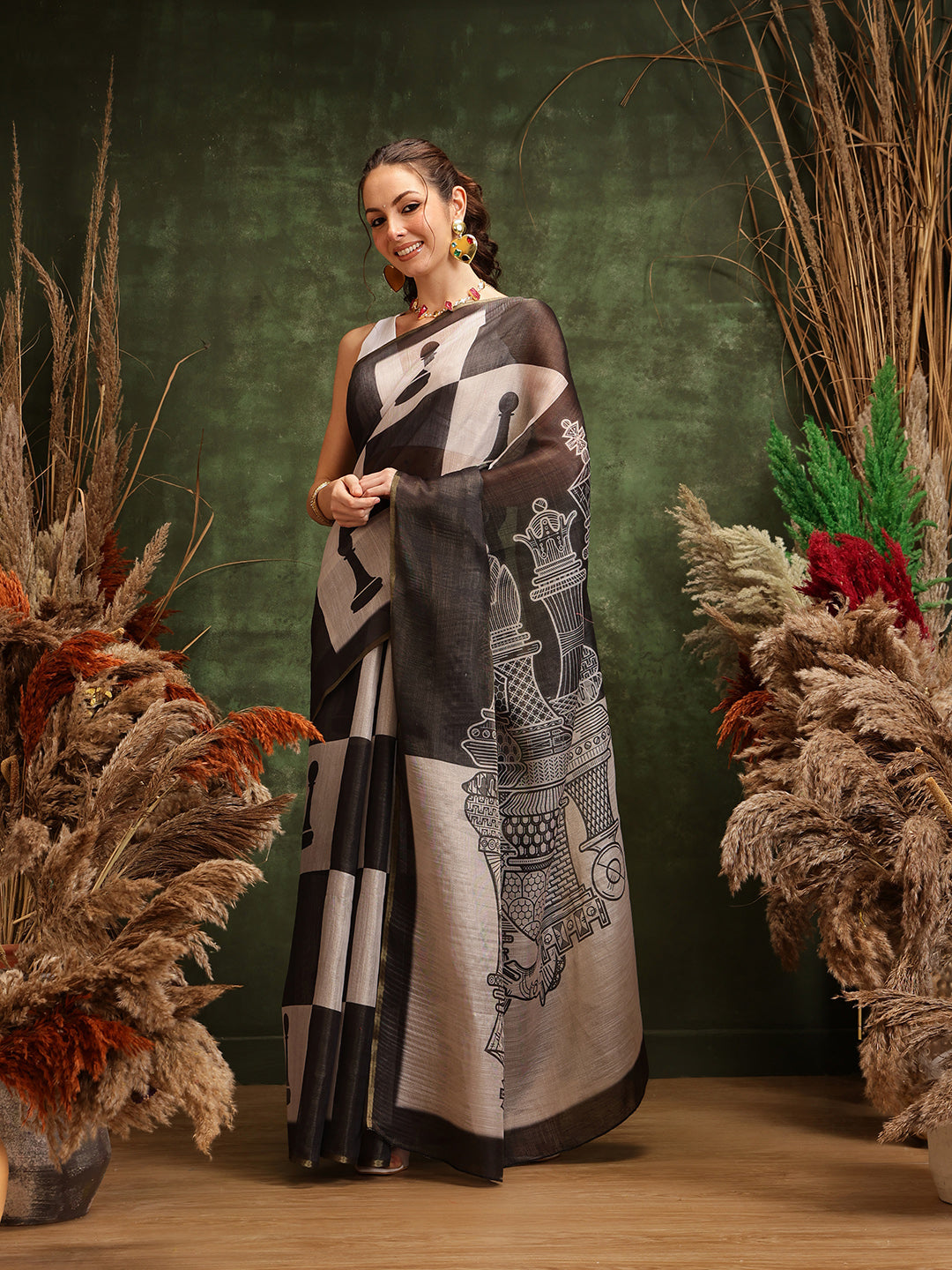 Women's Digital Printed Chanderi Saree