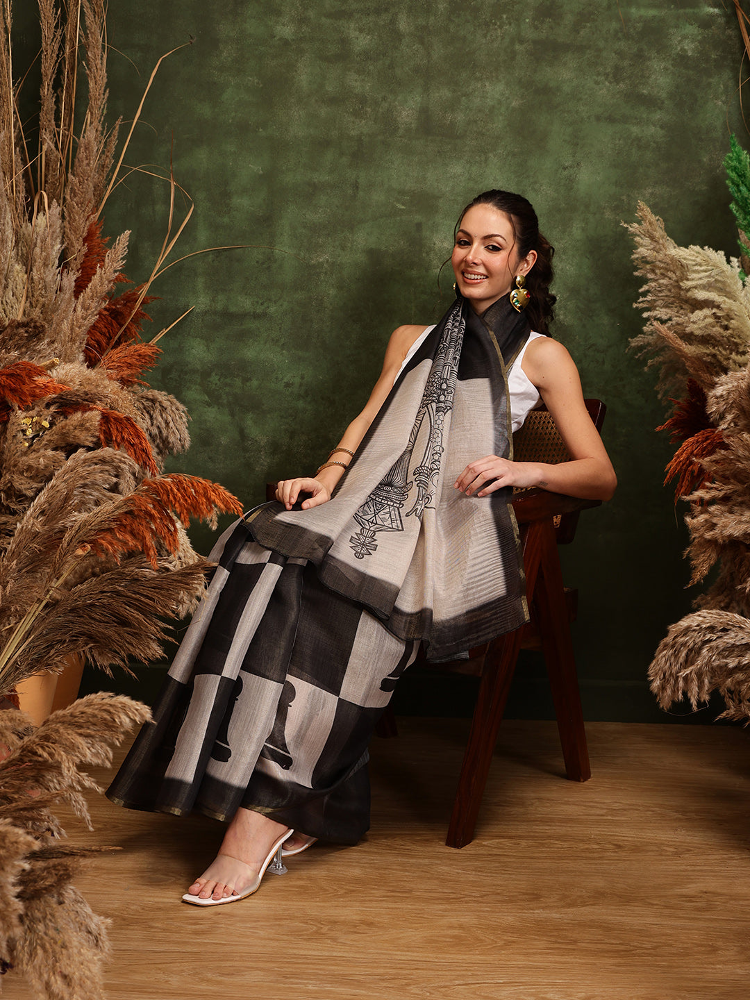 Women's Digital Printed Chanderi Saree