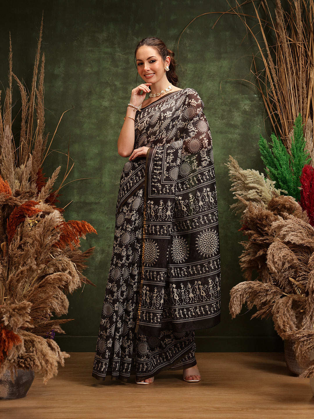 Women's Digital Printed Chanderi Saree