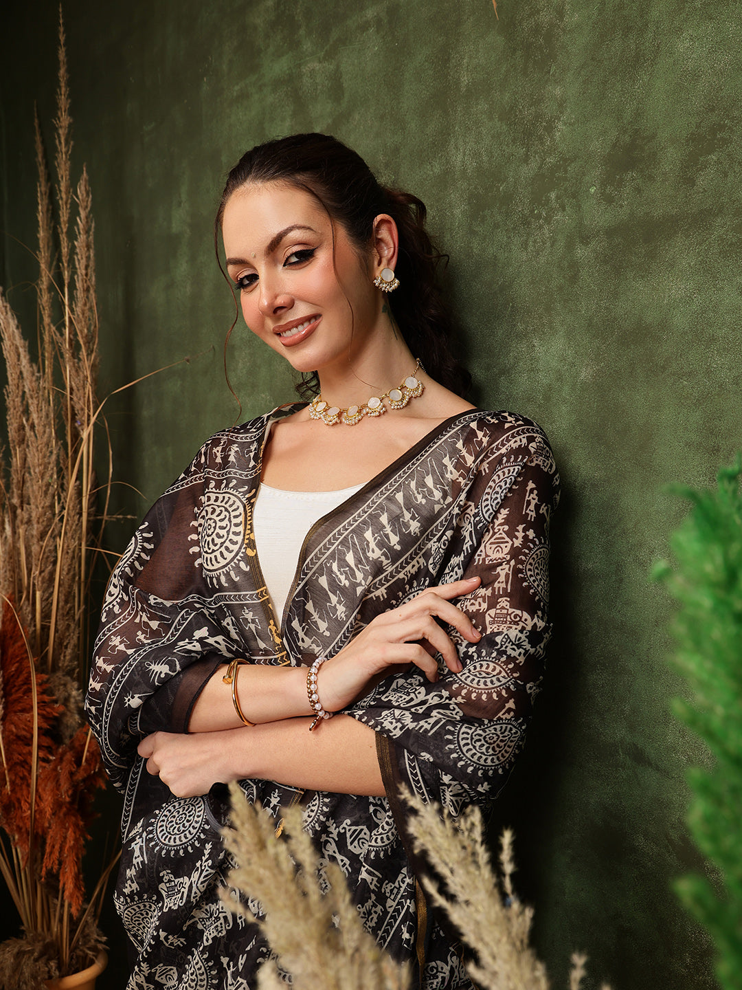 Women's Digital Printed Chanderi Saree