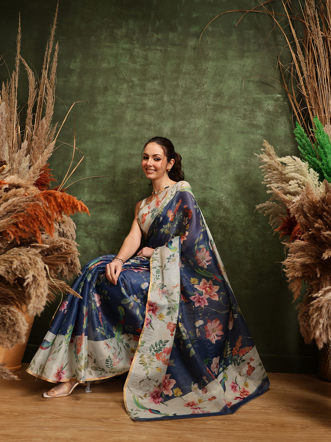 Women's Digital Printed Chanderi Saree