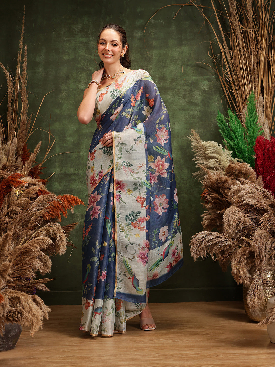 Women's Digital Printed Chanderi Saree