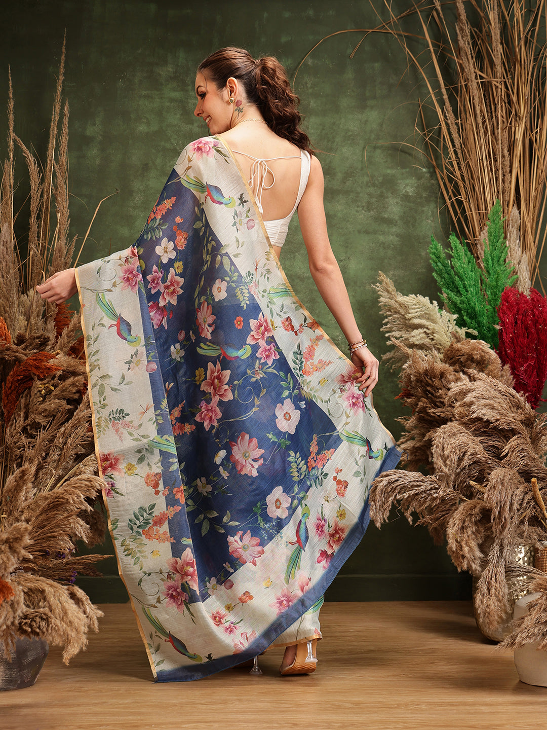 Women's Digital Printed Chanderi Saree
