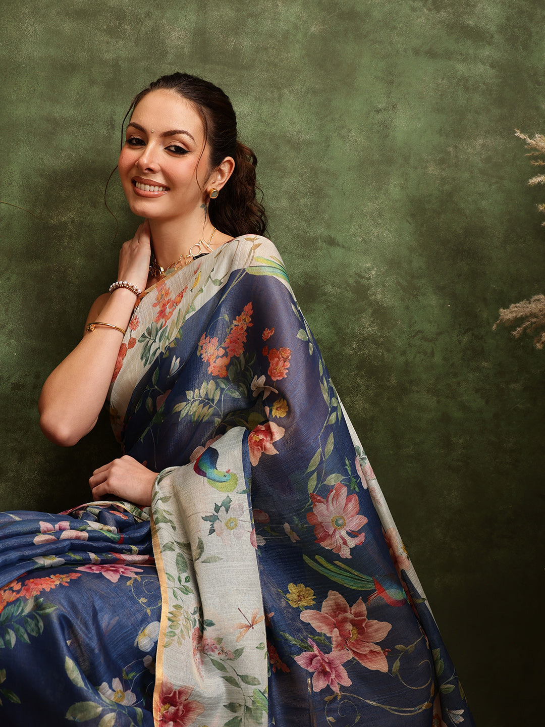 Women's Digital Printed Chanderi Saree